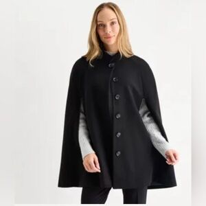 Liz Claiborne Black Cape Blazer XL NWT Button Front Chic Minimalist Coat $200